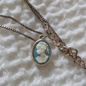 Light Blue Cameo Necklace